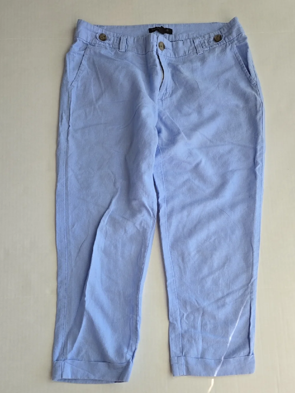Banana Republic Linen Cotton Light Blue Casual Cuffed Pants Women's Size 8